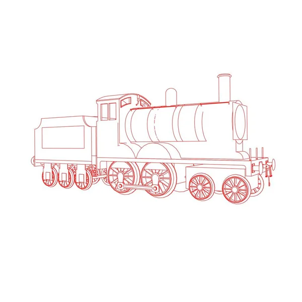 Linha de arte do trem. Desenho para colorir - Trem - ilustração para as crianças —  Vetores de Stock