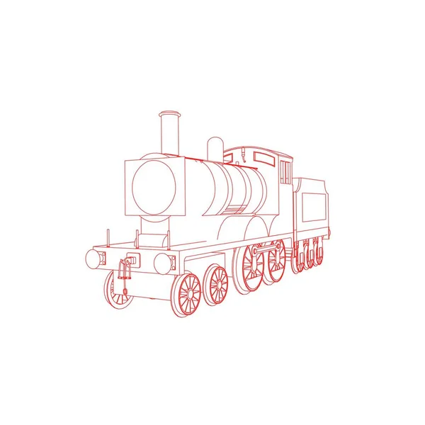 Linha de arte do trem. Desenho para colorir - Trem - ilustração para as crianças —  Vetores de Stock