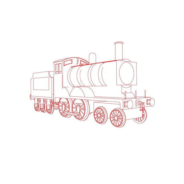 Linha de arte do trem. Desenho para colorir - Trem - ilustração para as crianças —  Vetores de Stock