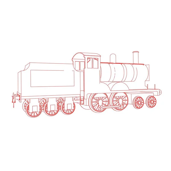 Tågets linjekonst. Coloring page - Tåg - illustration för barnen — Stock vektor