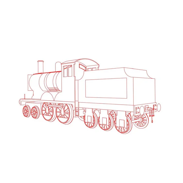 Art de la ligne du train. Coloriage - Train - illustration pour les enfants — Image vectorielle