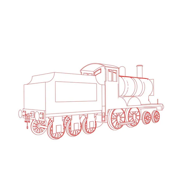 Line art kereta api. Coloring page - Train - ilustrasi untuk anak-anak - Stok Vektor