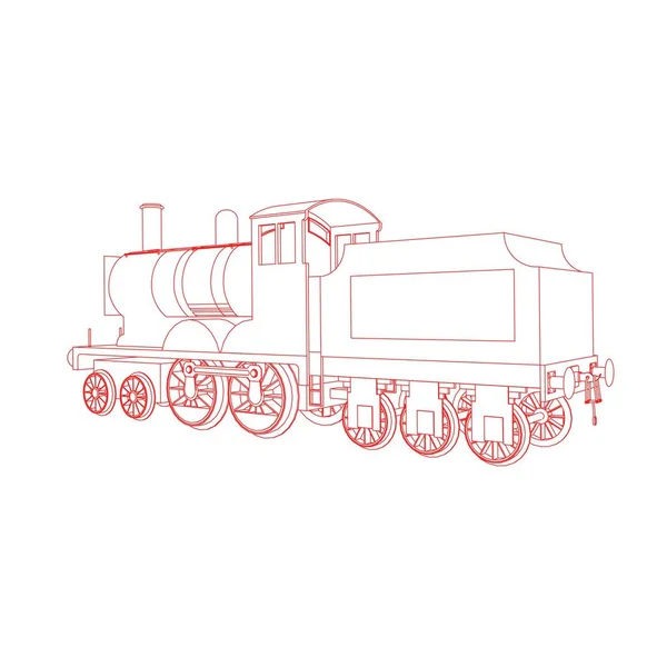 Línea de arte del tren. Dibujo para colorear - Tren - ilustración para los niños — Vector de stock