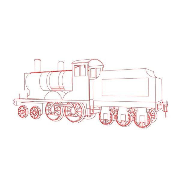 Linha de arte do trem. Desenho para colorir - Trem - ilustração para as crianças —  Vetores de Stock