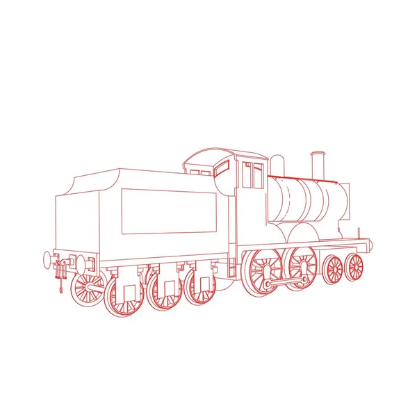 Line art of the train. Coloring page - Train - illustration for the children — Stock Vector