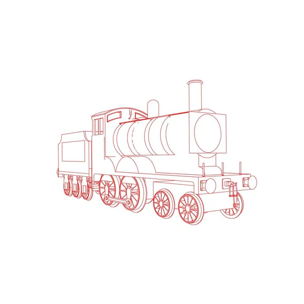 Line art kereta api. Coloring page - Train - ilustrasi untuk anak-anak - Stok Vektor