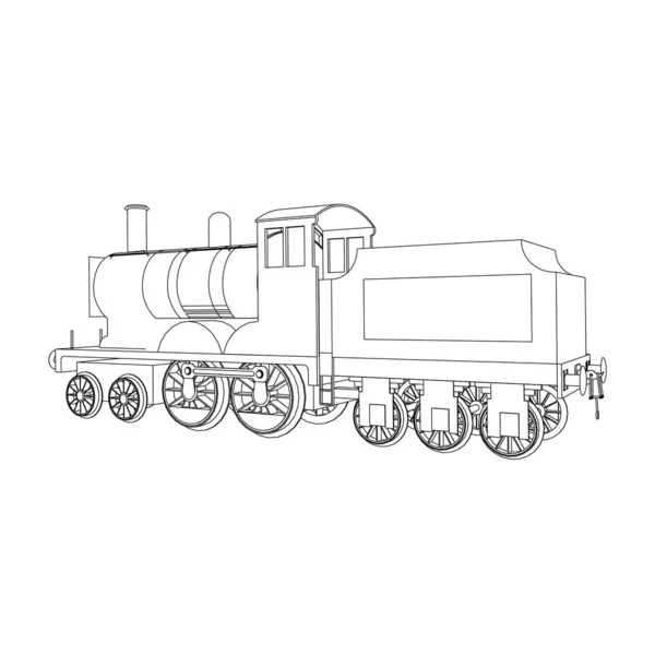 Line art of the train. Coloring page - Train - illustration for the children — Stock Vector