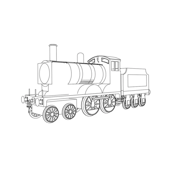 Linha de arte do trem. Desenho para colorir - Trem - ilustração para as crianças —  Vetores de Stock