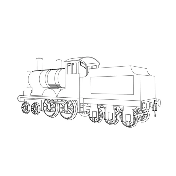 Línea de arte del tren. Dibujo para colorear - Tren - ilustración para los niños — Archivo Imágenes Vectoriales