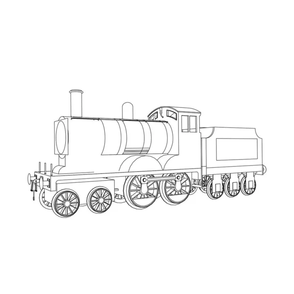 Line art of the train. Coloring page - Train - illustration for the children — Stock Vector