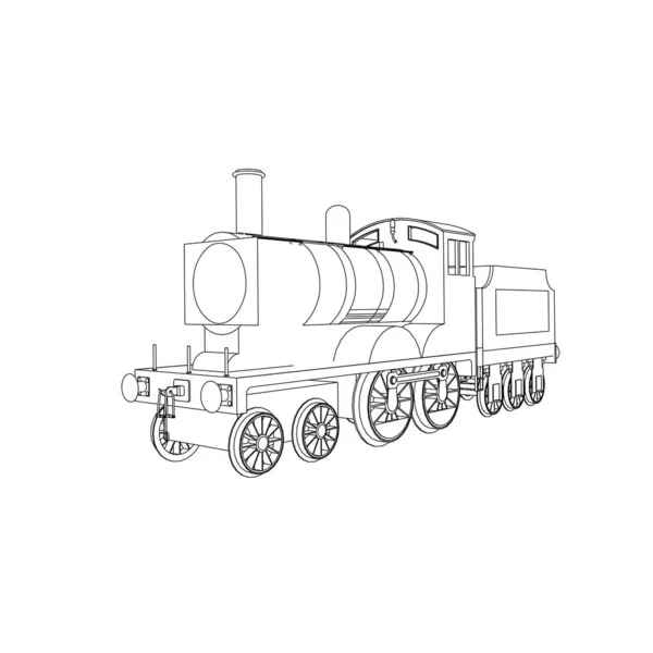 Línea de arte del tren. Dibujo para colorear - Tren - ilustración para los niños — Vector de stock