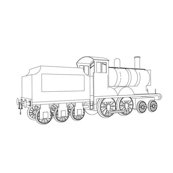 Linienkunst des Zuges. Malseite - Zug - Illustration für die Kinder — Stockvektor