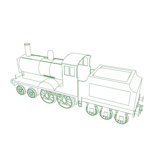 列車のラインアート。ぬりえページ-列車-子供のためのイラスト — ストックベクタ