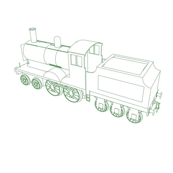 Línea de arte del tren. Dibujo para colorear - Tren - ilustración para los niños — Vector de stock