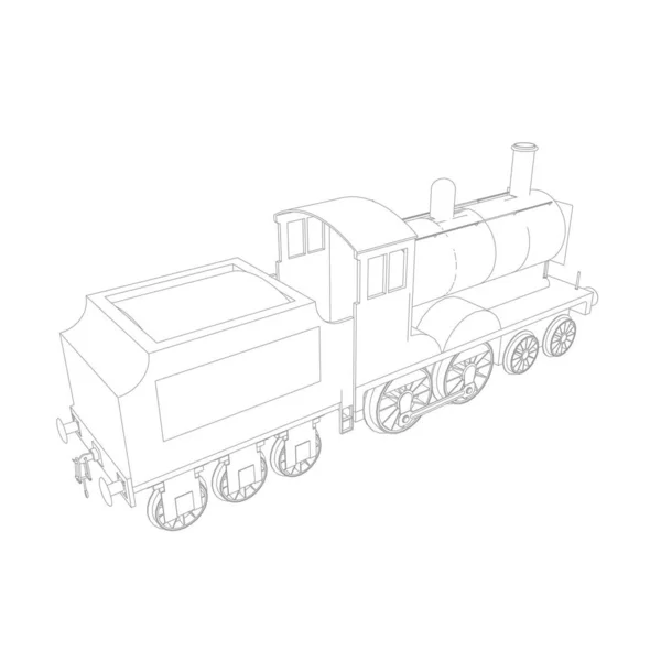 Line art of the train. Coloring page - Train - illustration for the children — Stock Vector