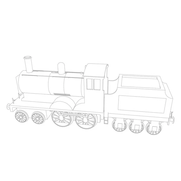 Línea de arte del tren. Dibujo para colorear - Tren - ilustración para los niños — Vector de stock