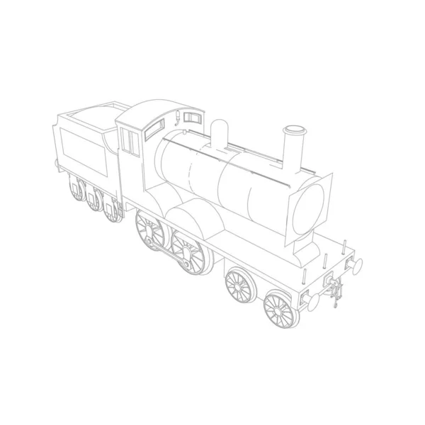 Línea de arte del tren. Dibujo para colorear - Tren - ilustración para los niños — Archivo Imágenes Vectoriales