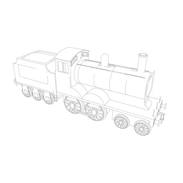 Línea de arte del tren. Dibujo para colorear - Tren - ilustración para los niños — Archivo Imágenes Vectoriales