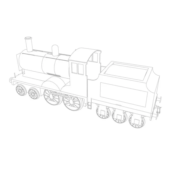 Línea de arte del tren. Dibujo para colorear - Tren - ilustración para los niños — Vector de stock