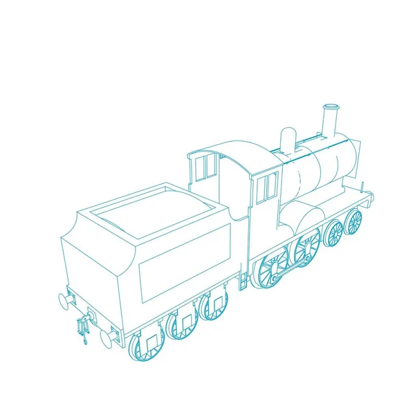 Línea de arte del tren. Dibujo para colorear - Tren - ilustración para los niños — Vector de stock