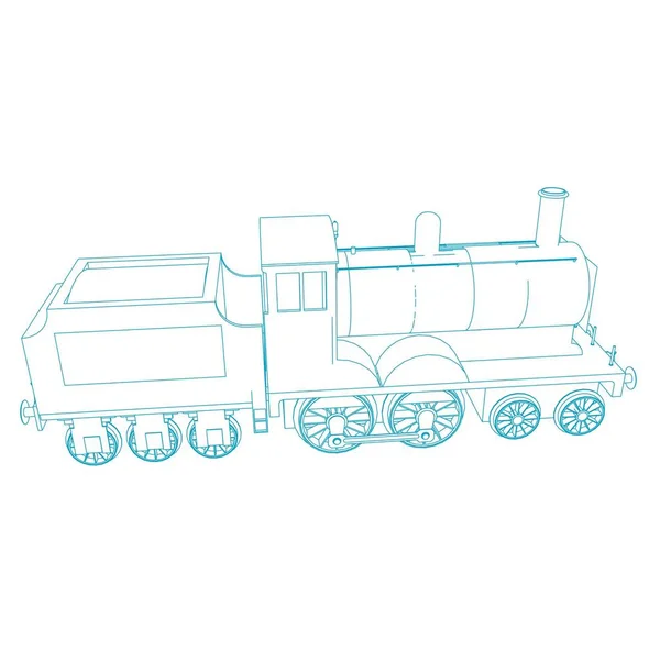 Línea de arte del tren. Dibujo para colorear - Tren - ilustración para los niños — Vector de stock