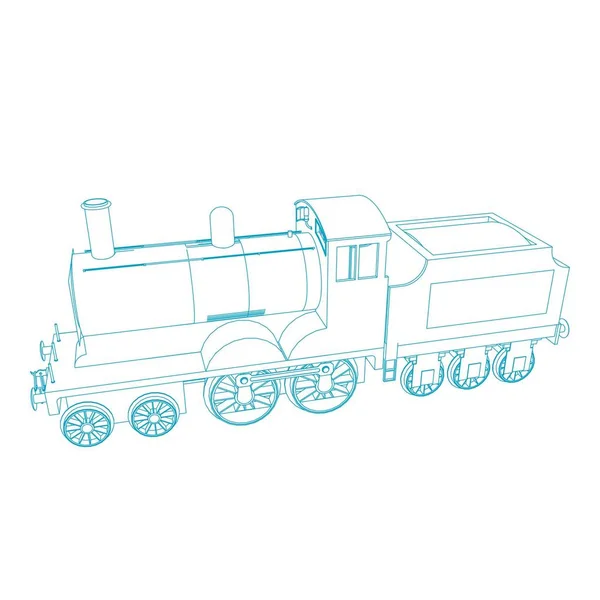 Línea de arte del tren. Dibujo para colorear - Tren - ilustración para los niños — Archivo Imágenes Vectoriales