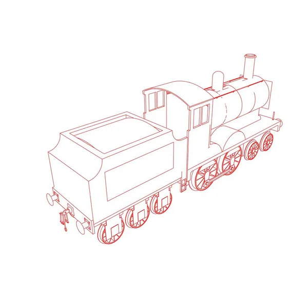 Line art kereta api. Coloring page - Train - ilustrasi untuk anak-anak - Stok Vektor