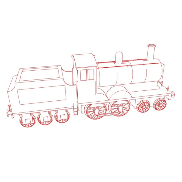 Linea arte del treno. Disegno da colorare - Treno - illustrazione per i bambini — Vettoriale Stock