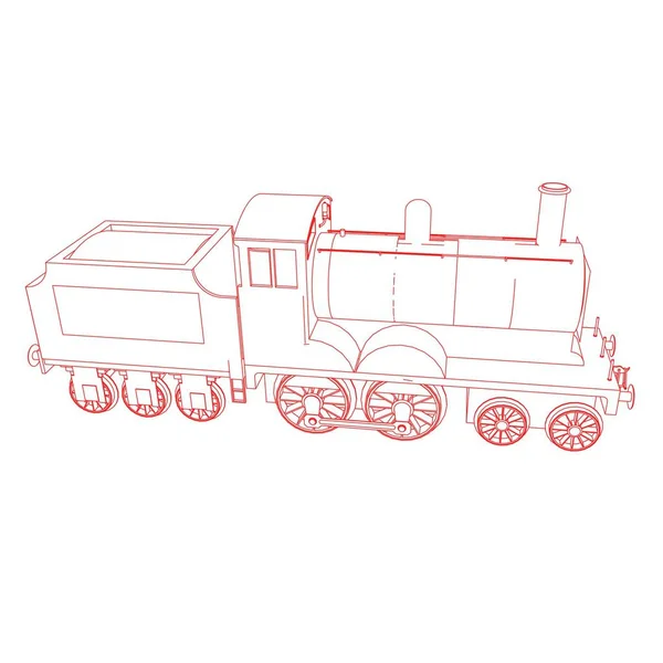 Linha de arte do trem. Desenho para colorir - Trem - ilustração para as crianças —  Vetores de Stock