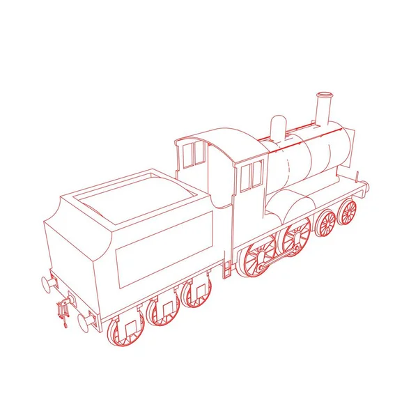 Linea arte del treno. Disegno da colorare - Treno - illustrazione per i bambini — Vettoriale Stock