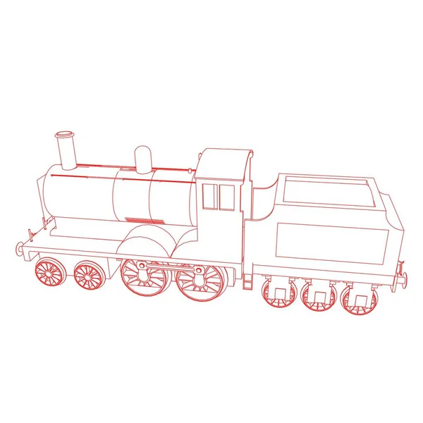 Linea arte del treno. Disegno da colorare - Treno - illustrazione per i bambini — Vettoriale Stock