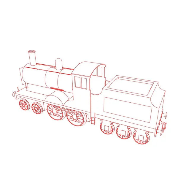 Línea de arte del tren. Dibujo para colorear - Tren - ilustración para los niños — Archivo Imágenes Vectoriales