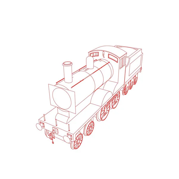 Linea arte del treno. Disegno da colorare - Treno - illustrazione per i bambini — Vettoriale Stock