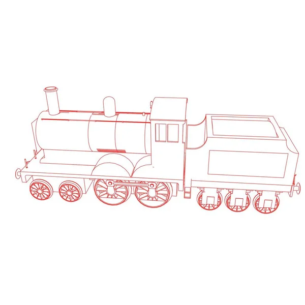 Art de la ligne du train. Coloriage - Train - illustration pour les enfants — Image vectorielle