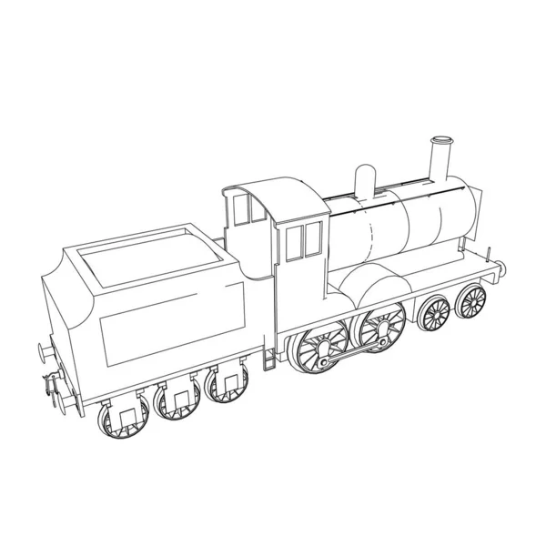 Línea de arte del tren. Dibujo para colorear - Tren - ilustración para los niños — Vector de stock