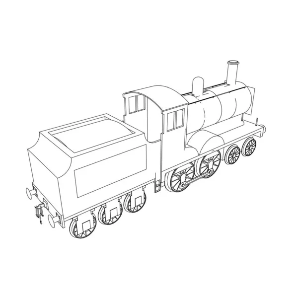 Лінійне мистецтво поїзда. Розмальовка - Потяг - ілюстрація для дітей — стоковий вектор