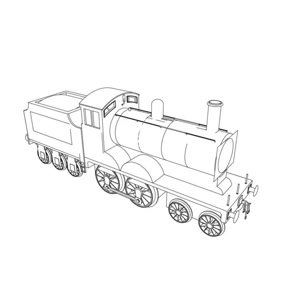 Línea de arte del tren. Dibujo para colorear - Tren - ilustración para los niños — Vector de stock