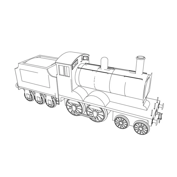 Línea de arte del tren. Dibujo para colorear - Tren - ilustración para los niños — Vector de stock