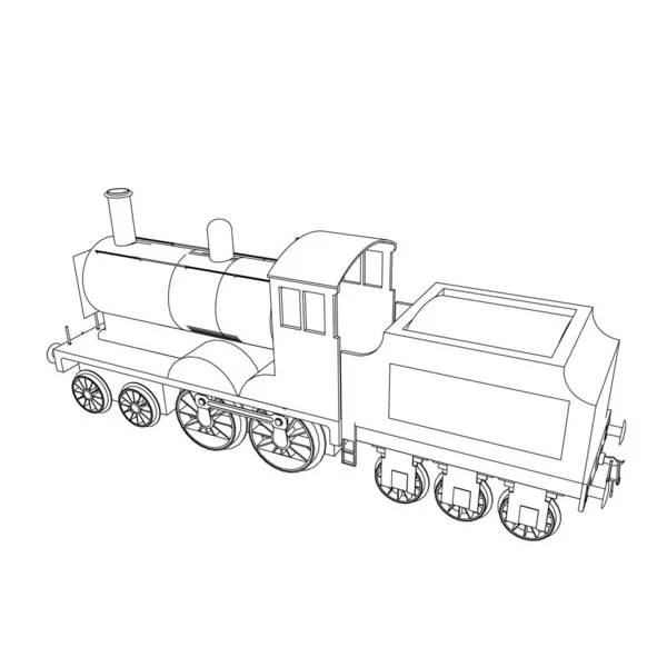 Línea de arte del tren. Dibujo para colorear - Tren - ilustración para los niños — Vector de stock