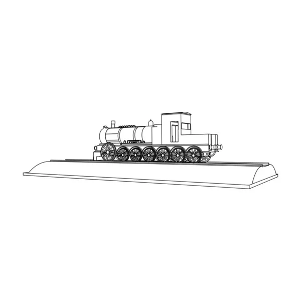 Línea de arte del tren. Dibujo para colorear - Tren - ilustración para los niños — Archivo Imágenes Vectoriales