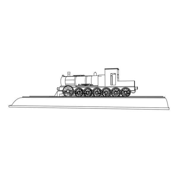 Línea de arte del tren. Dibujo para colorear - Tren - ilustración para los niños — Vector de stock