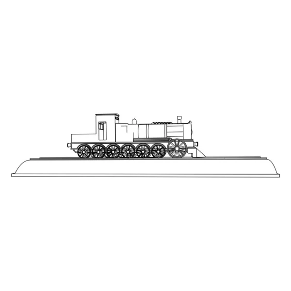 Linea arte del treno. Disegno da colorare - Treno - illustrazione per i bambini — Vettoriale Stock