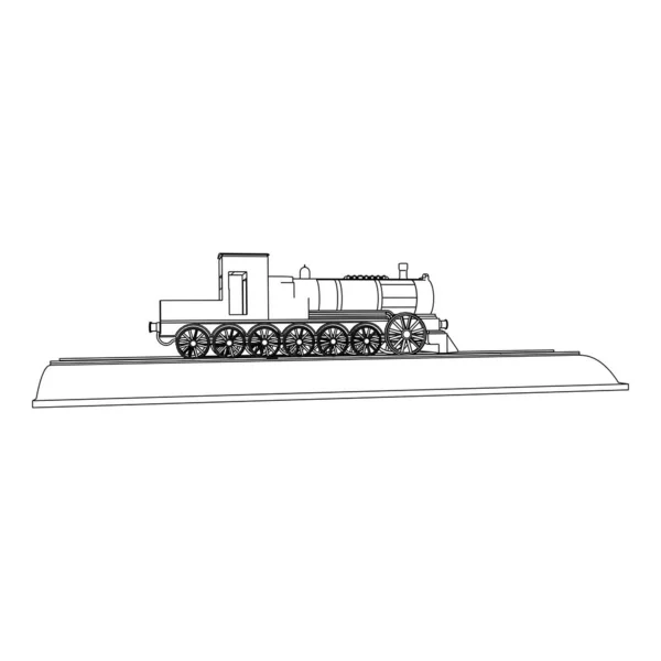 Línea de arte del tren. Dibujo para colorear - Tren - ilustración para los niños — Archivo Imágenes Vectoriales