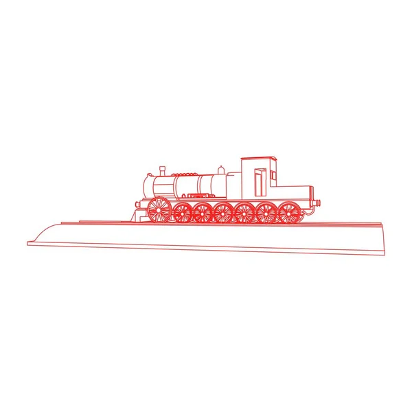 Linha de arte do trem. Desenho para colorir - Trem - ilustração para as crianças — Vetor de Stock