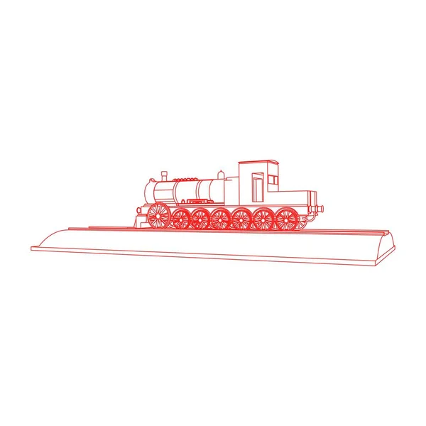 Línea de arte del tren. Dibujo para colorear - Tren - ilustración para los niños — Vector de stock