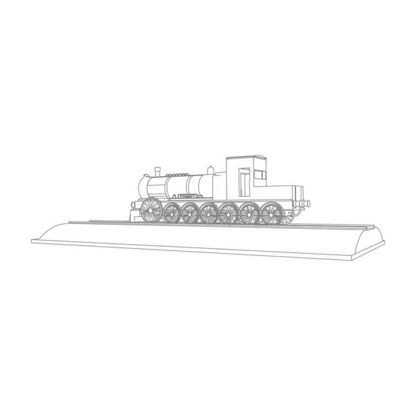 Línea de arte del tren. Dibujo para colorear - Tren - ilustración para los niños — Vector de stock