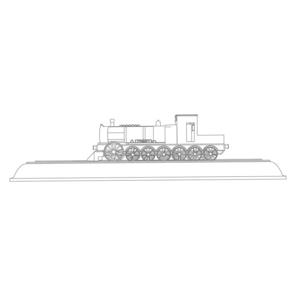 Línea de arte del tren. Dibujo para colorear - Tren - ilustración para los niños — Archivo Imágenes Vectoriales