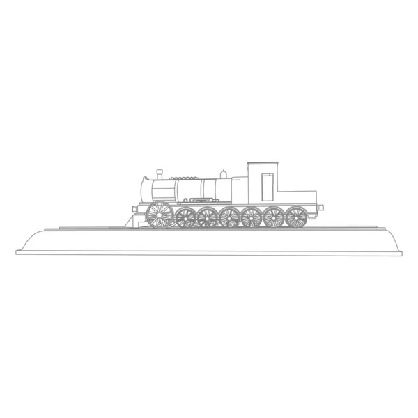 Línea de arte del tren. Dibujo para colorear - Tren - ilustración para los niños — Archivo Imágenes Vectoriales