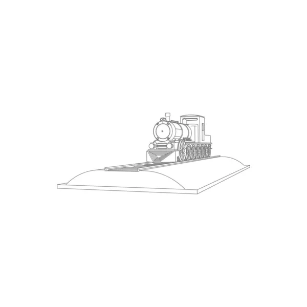 Art de la ligne du train. Coloriage - Train - illustration pour les enfants — Image vectorielle