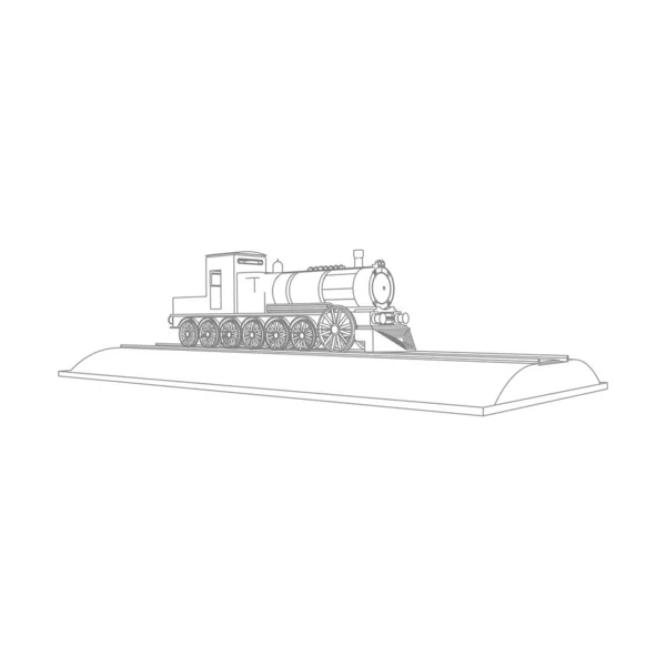 Línea de arte del tren. Dibujo para colorear - Tren - ilustración para los niños — Vector de stock